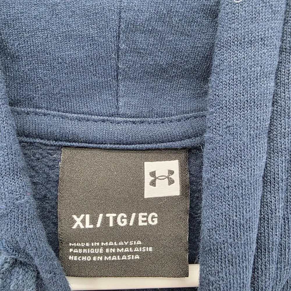 Under Armour Hoodie Mens XL Blue Pullover Hooded Pockets Graphic Fleece